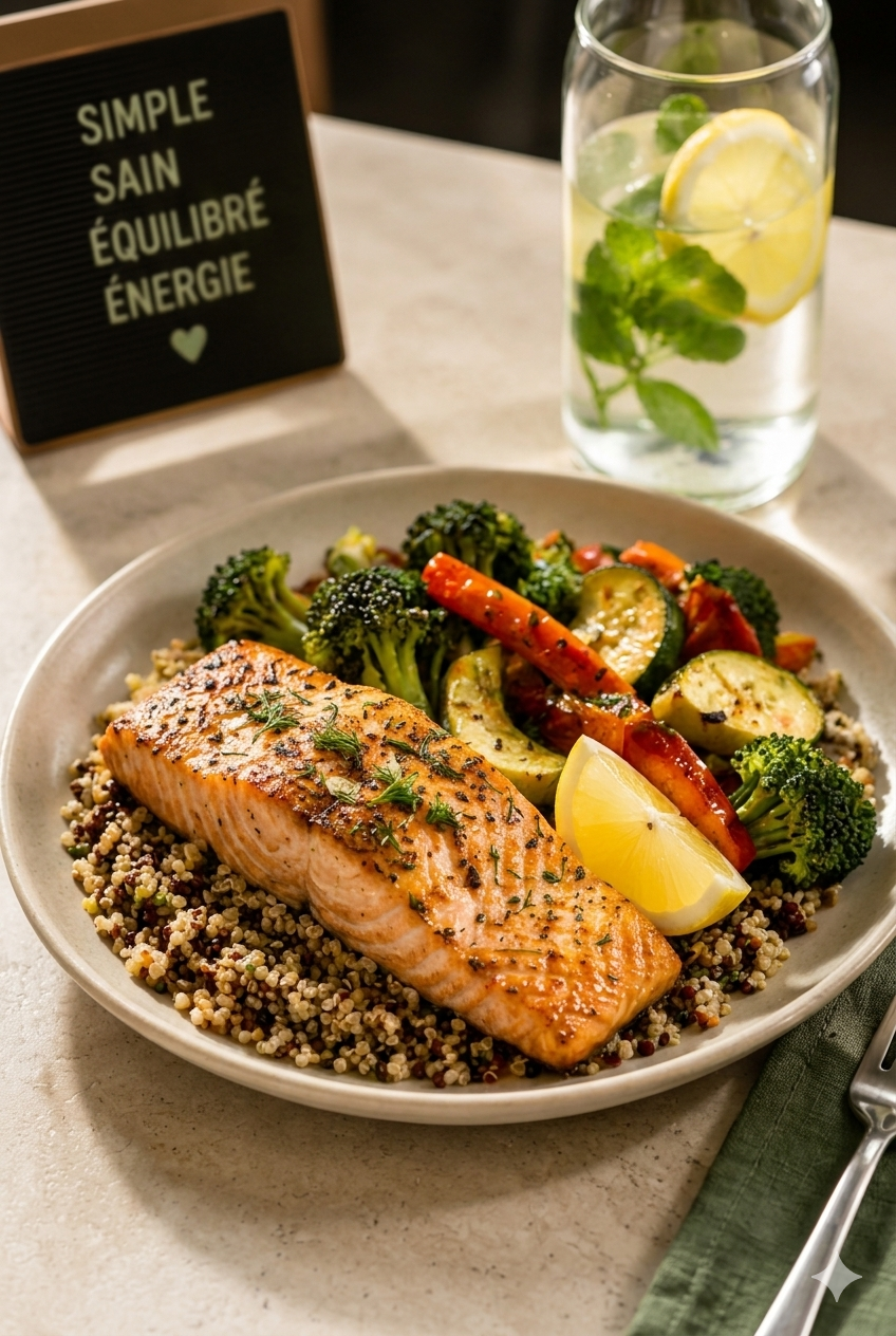 Saumon grillé et légumes